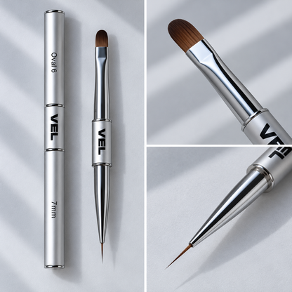 VEL Oval 6 and Liner 7 mm double-ended nail brush for gel application and nail art